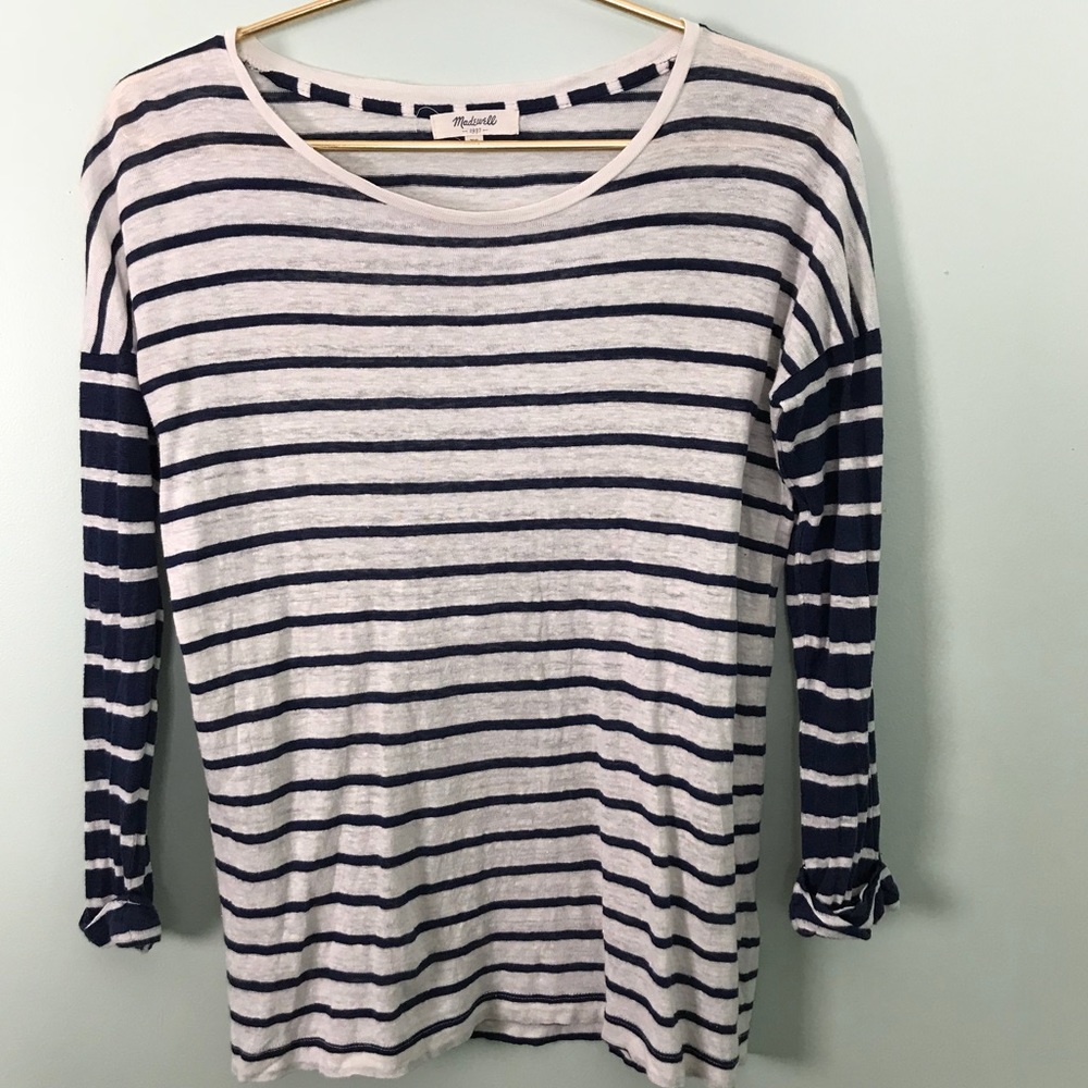 Madewell Nautical Navy & White Striped Tee - Picture 1 of 3